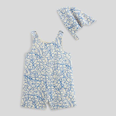 Salopette courte avec fichu imprimés en gaze de coton en coton BIO GOTS BOUT'CHOU