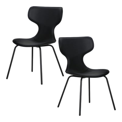Chaise noire avec dossier en T, revêtement nettoyable (lot de 2) LOMBARDIE PIER IMPORT