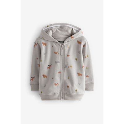 Sweat à capuche zippé en jersey imprimé NEXT