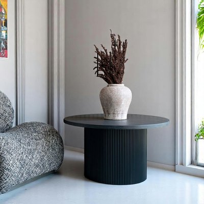 Table basse ronde effet bois foncé ø80 cm MATERA PIER IMPORT