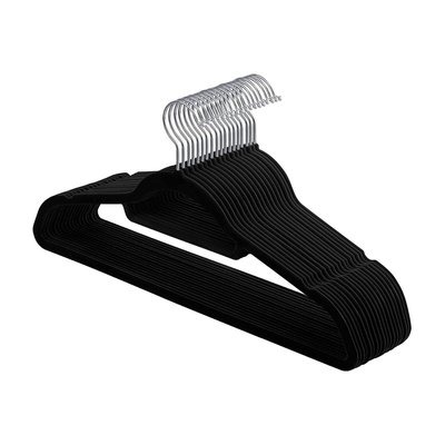 Lot de 20 cintres revêtement velour noir CALICOSY