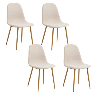 Lot de 4 chaises de salle à manger en tissu avec pieds en acier CLELIA TOILINUX