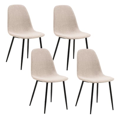 Lot de 4 chaises de salle à manger en tissu avec pieds en acier CLELIA TOILINUX