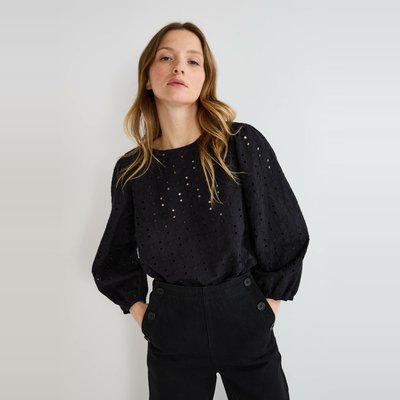 Top manches bouffantes brodé en coton BIO GOTS MONOPRIX