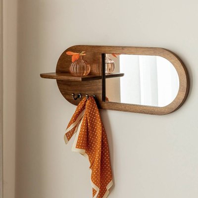 Miroir ovale en bois de manguier foncé  REMICK MADE IN MEUBLES 