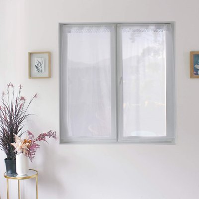 Paire de petits voilages avec galon en macramé HOME MAISON