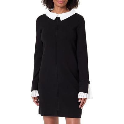 Robe tricot col et manches en popeline MORGAN