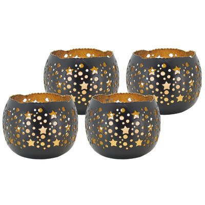 Photophore boule en métal noir et doré Lot de 4 AUBRY GASPARD