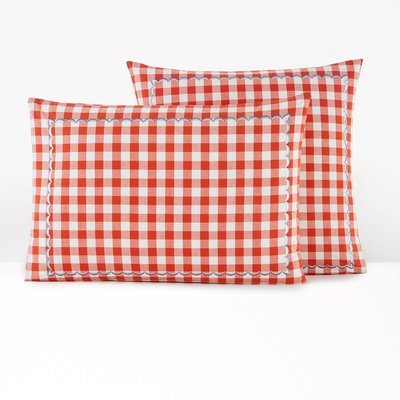 Kissenbezug Mallory mit Vichykaro, bestickte Baumwolle LA REDOUTE INTERIEURS