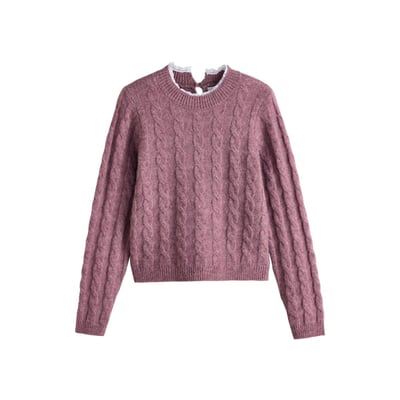 Pull en maille torsadée avec col dentelle NEXT
