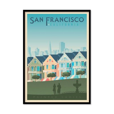 Affiche d’art et cadre noir 50 x 70 cm - San Francisco Version 3 - Olahoop Travel Posters WALL EDITIONS