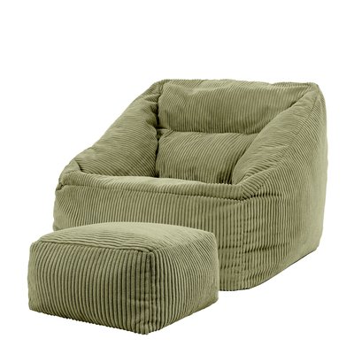 Pouf fauteuil et son repose-pied carré velours côtelé Oeko-Tex® - MORGAN ICON