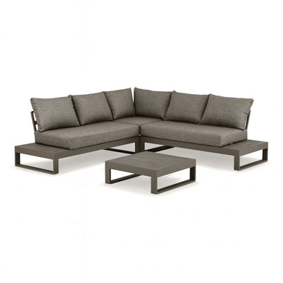 Salon de jardin d'angle 5 places en aluminium et tissu, MADRAGUE NOW'S HOME