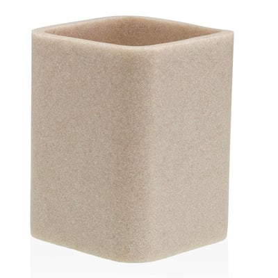 Porte brosse à dents en résine beige 7.5x7.5x9cm VERSA