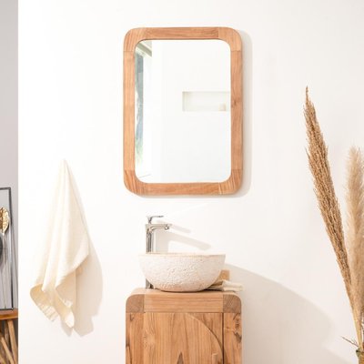 Miroir en teck massif rectangle 70 cm x 50 cm RÉTRO WANDA COLLECTION