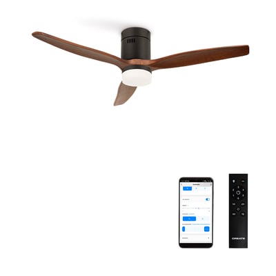 Ventilateur de plafond 40W avec lumière et Wi-Fi WIND CALM NATURAL WOOD CREATE