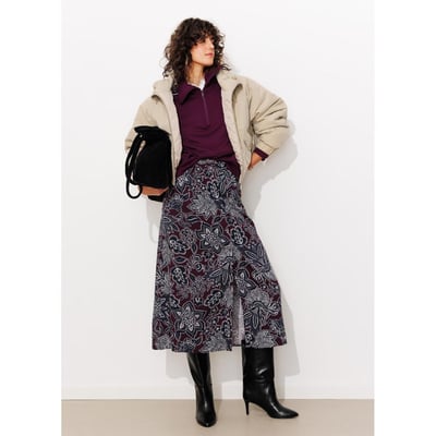 Jupe Midi GAP Imprimé Floral Bleu - Taille M - Entièrement Doublée - Neuf Avec étiquettes