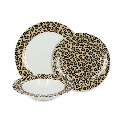 Service de table 36 pièces en porcelaine, LEOPARD NOVASTYL