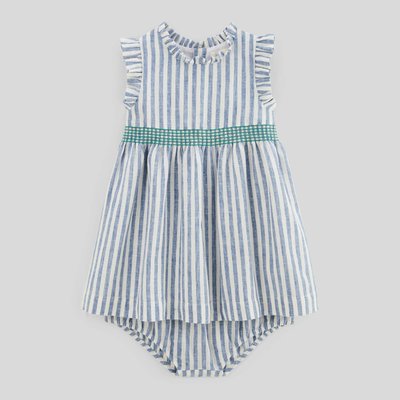 Robe avec bloomer rayés contenant du lin - collection Cérémonie MONOPRIX