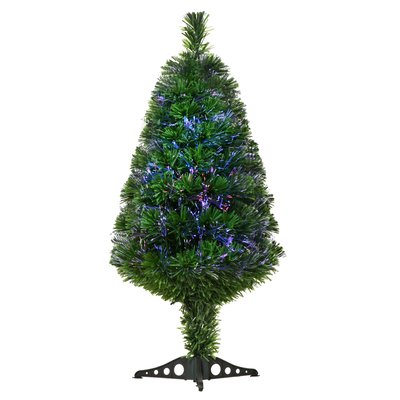 Sapin de Noël artificiel lumineux fibre optique vert HOMCOM