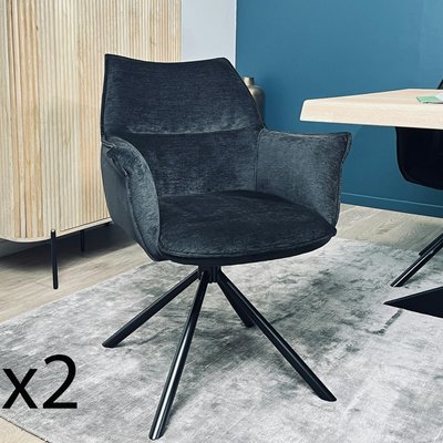 Fauteuil de table en velours noir avec retour (lot de 2) PALERME PIER IMPORT
