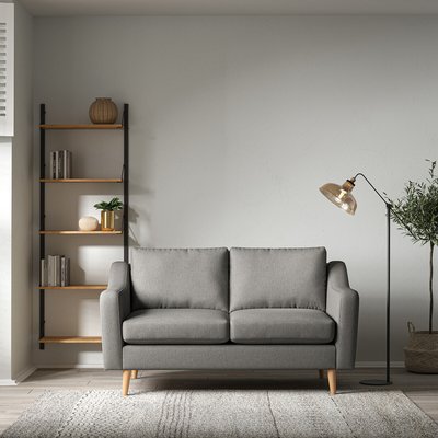 Rosa Curve Soft Brushed 2 Seater Sofa with Light Wood Legs SO'HOME