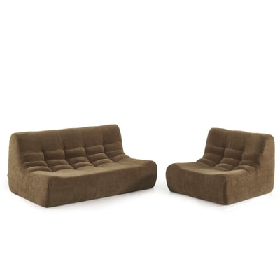 Ensemble banquette + chauffeuse velours  JANIS SORELH