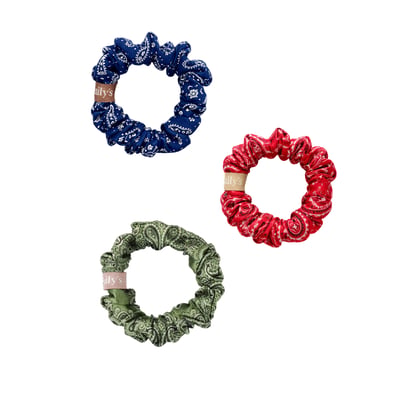 Trio de chouchous (bandana rouge, bleu, vert) - le petit EMILY'S PILLOW