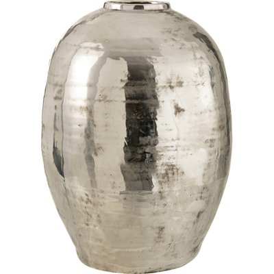 Vase décoratif arrondi en métal argenté finition brillante RECOLLECTION