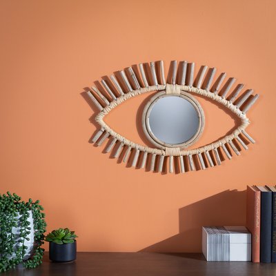 45cm Eye Shaped Rattan Mirror FURN.