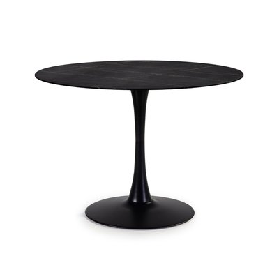 Table ronde avec plateau en verre imitation marbre  L110 cm - ADA CALICOSY