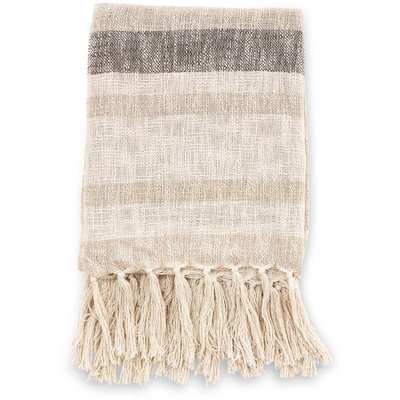 Jeté de canapé en polyester Sandy 170 x 130 cm Beige et vert foncé VENTURE HOME