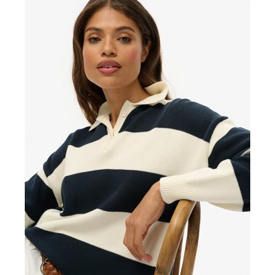 Pull rugby ample en maille rayée SUPERDRY