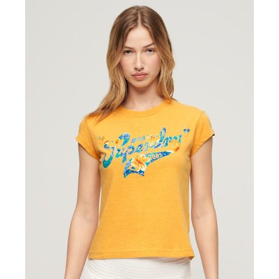 T-shirt à mancherons avec inscription florale SUPERDRY