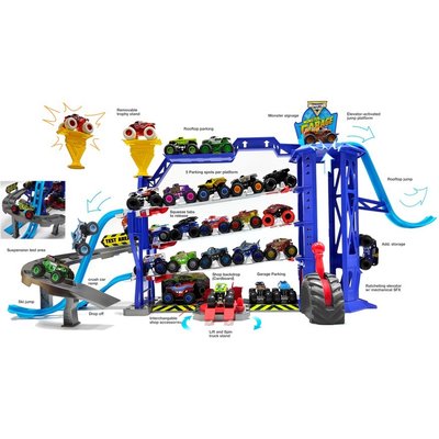 Monster Garage + 1 Véhicule Die Cast 1:64 Monster Jam SPIN MASTER