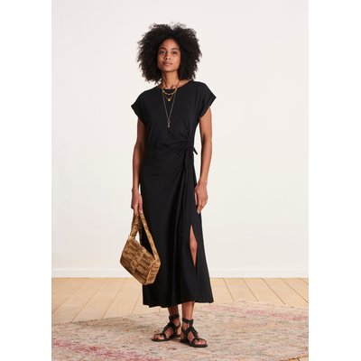 Robe longue fendue en lyocell manches courtes LA FEE MARABOUTEE