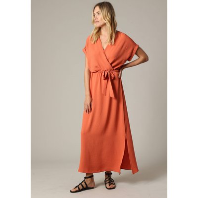 Robe casual unie à manches courtes et au col cache-cœur TEYSSA DEELUXE