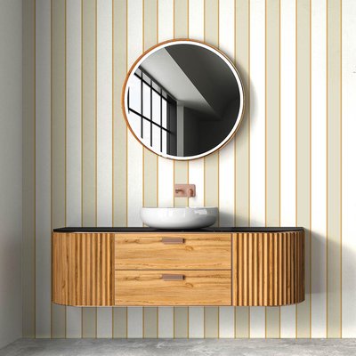 Papier peint rayures beige doré HEXOA