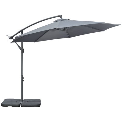 Parasol déporté dia. 3 m piètement dalles à lester et housse inclus gris OUTSUNNY