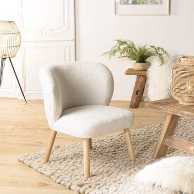 Fauteuil en tissu blanc à bouclette TIM PIER IMPORT