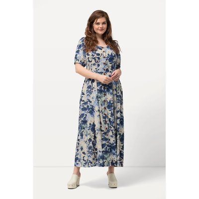 Robe en lin mélangé. Col rond ULLA POPKEN