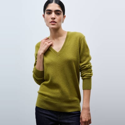 Pull uni col V en 100% cachemire MONOPRIX