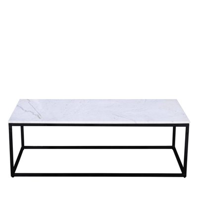 Table basse en marbre blanc et métal 120x65cm - SAKU DRAWER