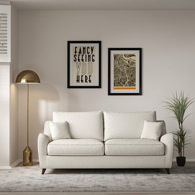 Amelia Woven 3 Seater Sofa with Dark Wood Legs SO'HOME