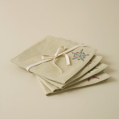 Lot de 4 serviettes de table FLOCONS SYLVIE THIRIEZ
