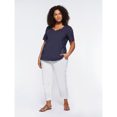 T-shirt avec manches, dos et inserts latéraux en broderie anglaise FIORELLA RUBINO