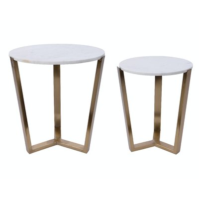 Table gigogne ronde marbre blanc (lot de 2) PIER IMPORT