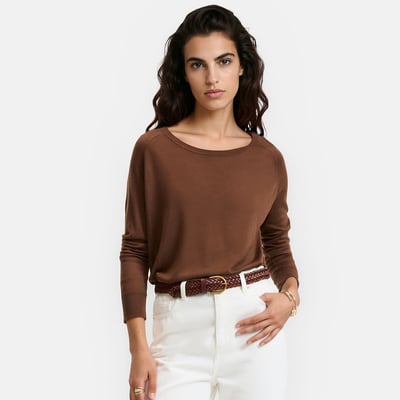 Pull col rond en maille fine, manches longues LA REDOUTE COLLECTIONS