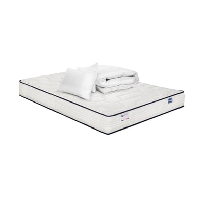 Matelas 140x200 ressorts ensachés, extra ferme H24 + couette + 2 oreillers - INTEMPOREL SIMMONS