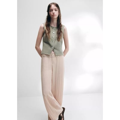 Pantalon à rayures et taille basse MANGO TEEN